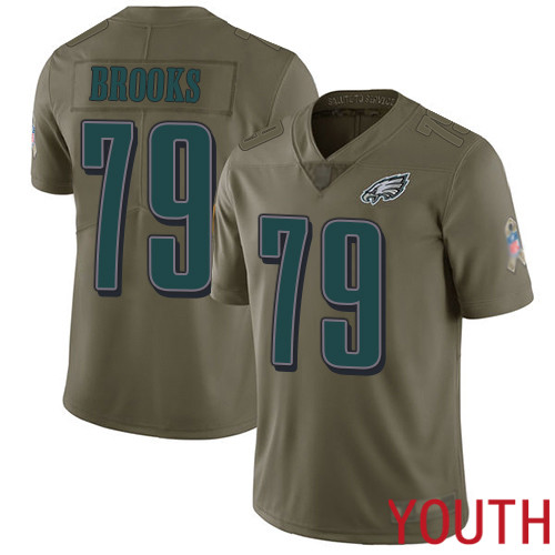 Youth Philadelphia Eagles #79 Brandon Brooks Limited Olive 2017 Salute to Service Football NFL Jersey
